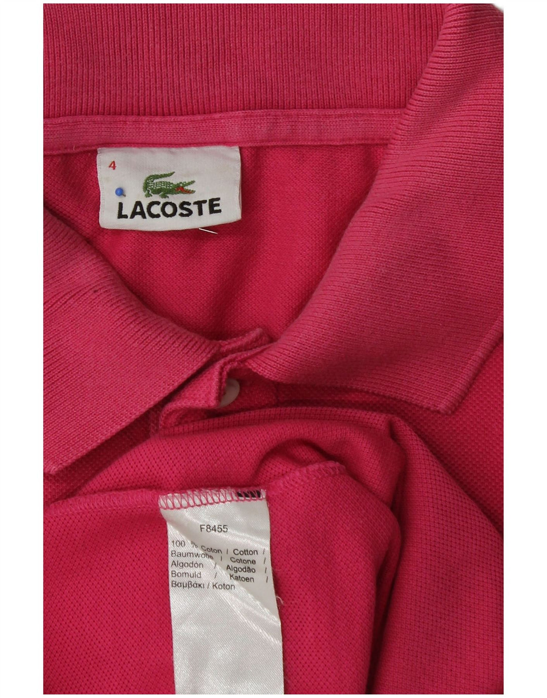LACOSTE Mens Polo Shirt Size 4 Medium Pink Cotton