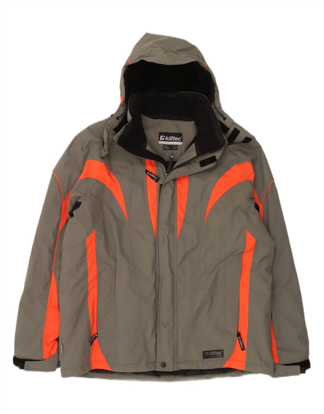 KILLTEC Mens Hooded Windbreaker Jacket UK 44 2XL Grey Colourblock Nylon