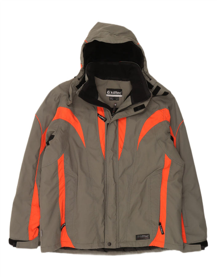KILLTEC Mens Hooded Windbreaker Jacket UK 44 2XL Grey Colourblock Nylon