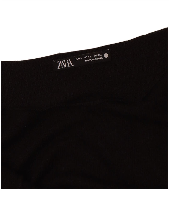 Zara Damen Übergroßes Top Langarm UK 10 Small Schwarz
