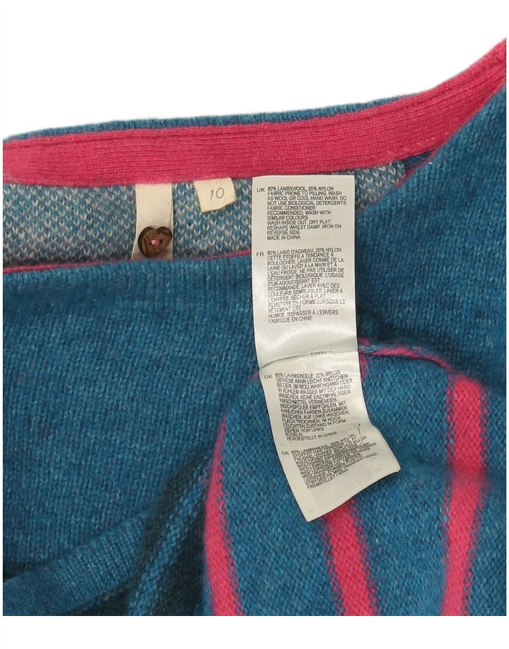 Maglione maglione da donna White Stuff UK 10 Lana d'agnello a righe piccole blu