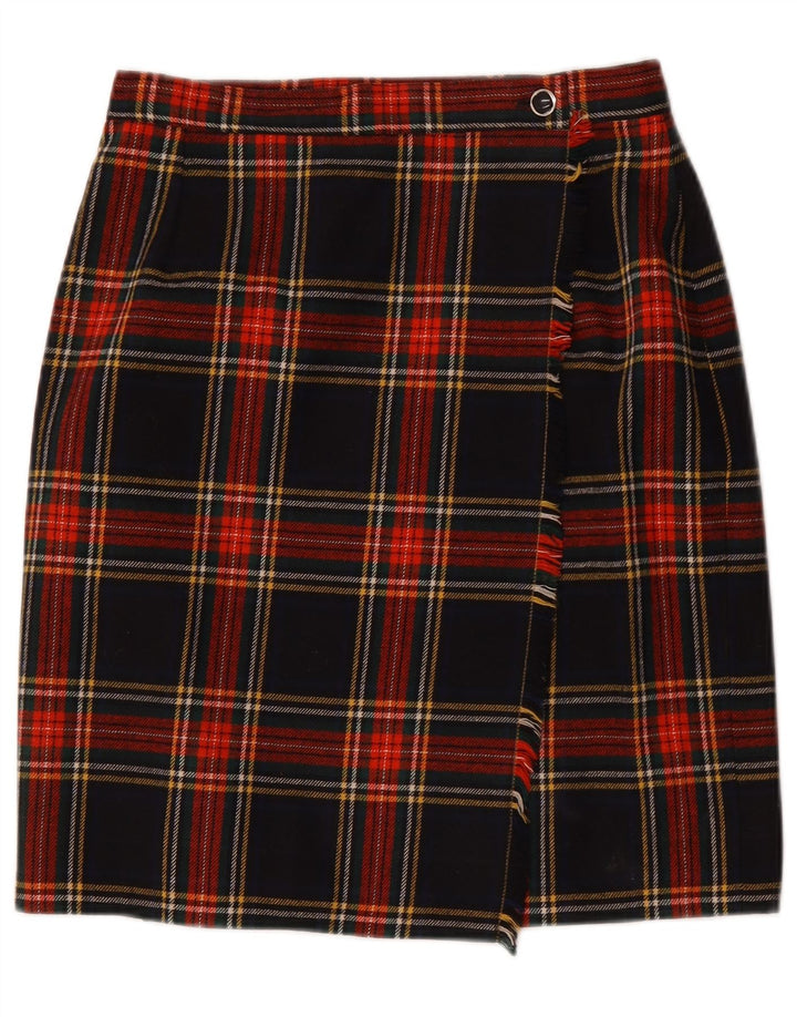 Vintage omslagsnederdel til kvinder W30 Medium flerfarvet plaid