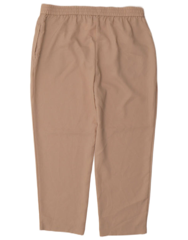 Zara Mujer Pantalón Corto Recto De Talle Alto XL W38 L26 Poliéster Beige