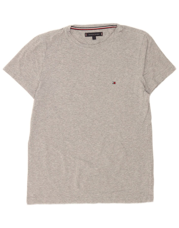 T-shirt da uomo Tommy Hilfiger Top piccola in cotone chiazzato grigio