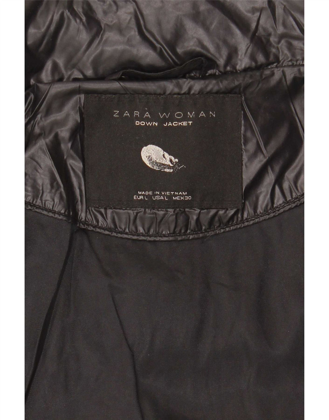 Zara Damen Wattierte Jacke UK 14 Large Schwarz