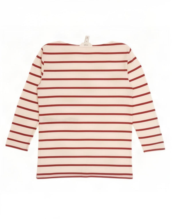 Marks & Spencer Top da donna manica 3/4 UK 10 piccolo cotone a righe rosse