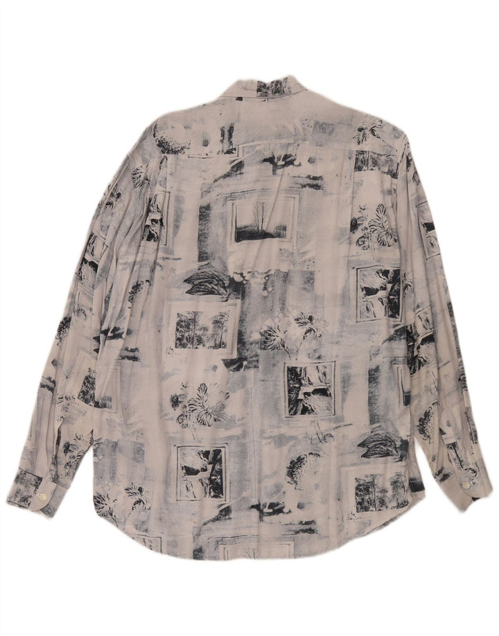 Camisa Vintage Hombre Viscosa Patchwork Azul Medio
