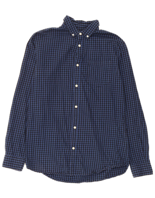 Jack & Jones Mens Shirt Medium Navy Blue Gingham Cotton