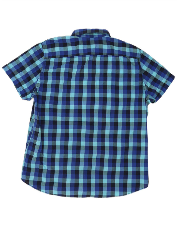 Angelo Litrico Camicia da uomo a maniche corte Taglia 45/46 2XL Blu a quadretti
