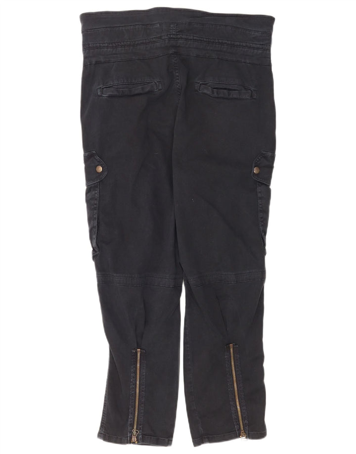 Zara Womens Cargo Cropped Trousers Medium W28 L25 Navy Blue Cotton