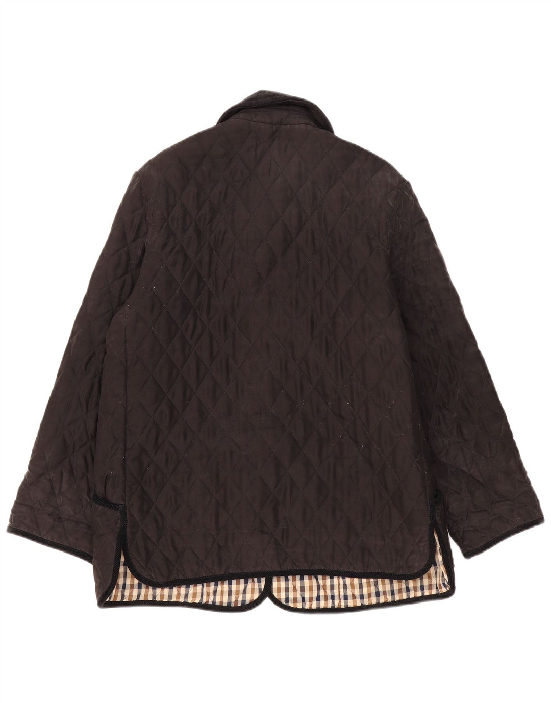 Aquascutum Womens Quilted Jacket UK 18 XL Black Silk