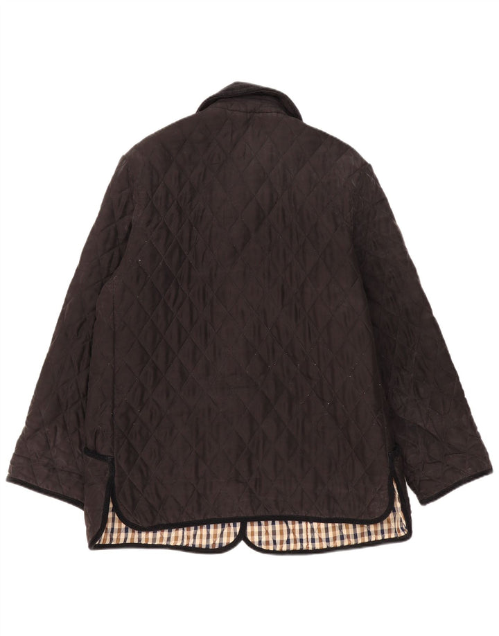 Aquascutum Womens Quilted Jacket UK 18 XL Black Silk