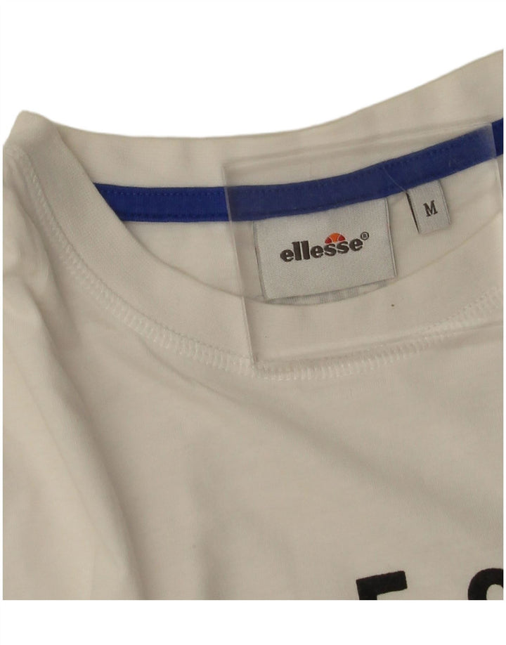 Ellesse Womens Graphic T-Shirt Top UK 14 Medium White Cotton