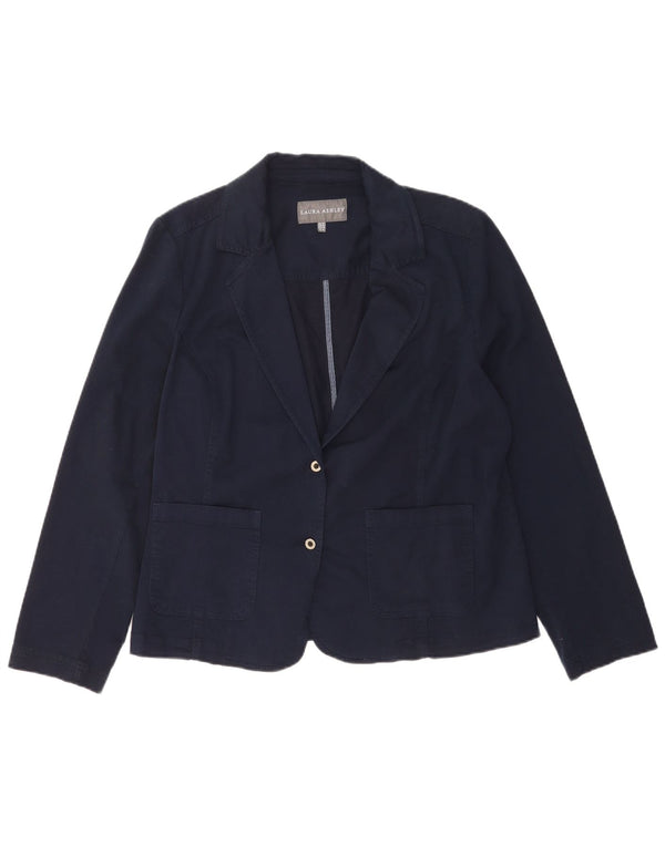 Laura Ashley Womens 2 Button Blazer Jacket UK 18 XL Navy Blue Cotton