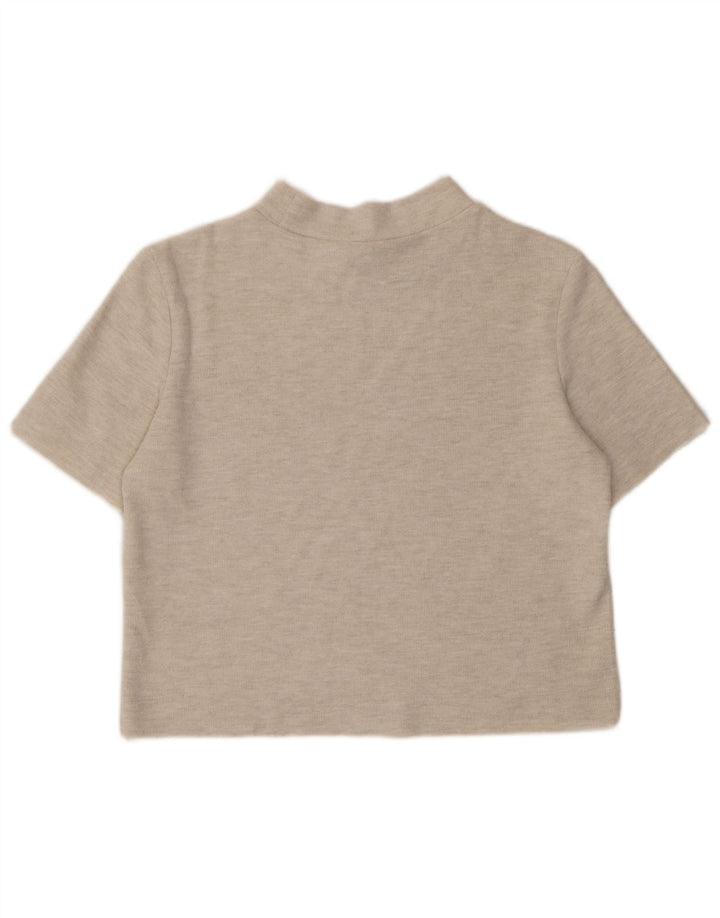 Zara Womens T-Shirt Top UK 14 Medium Beige Flecked
