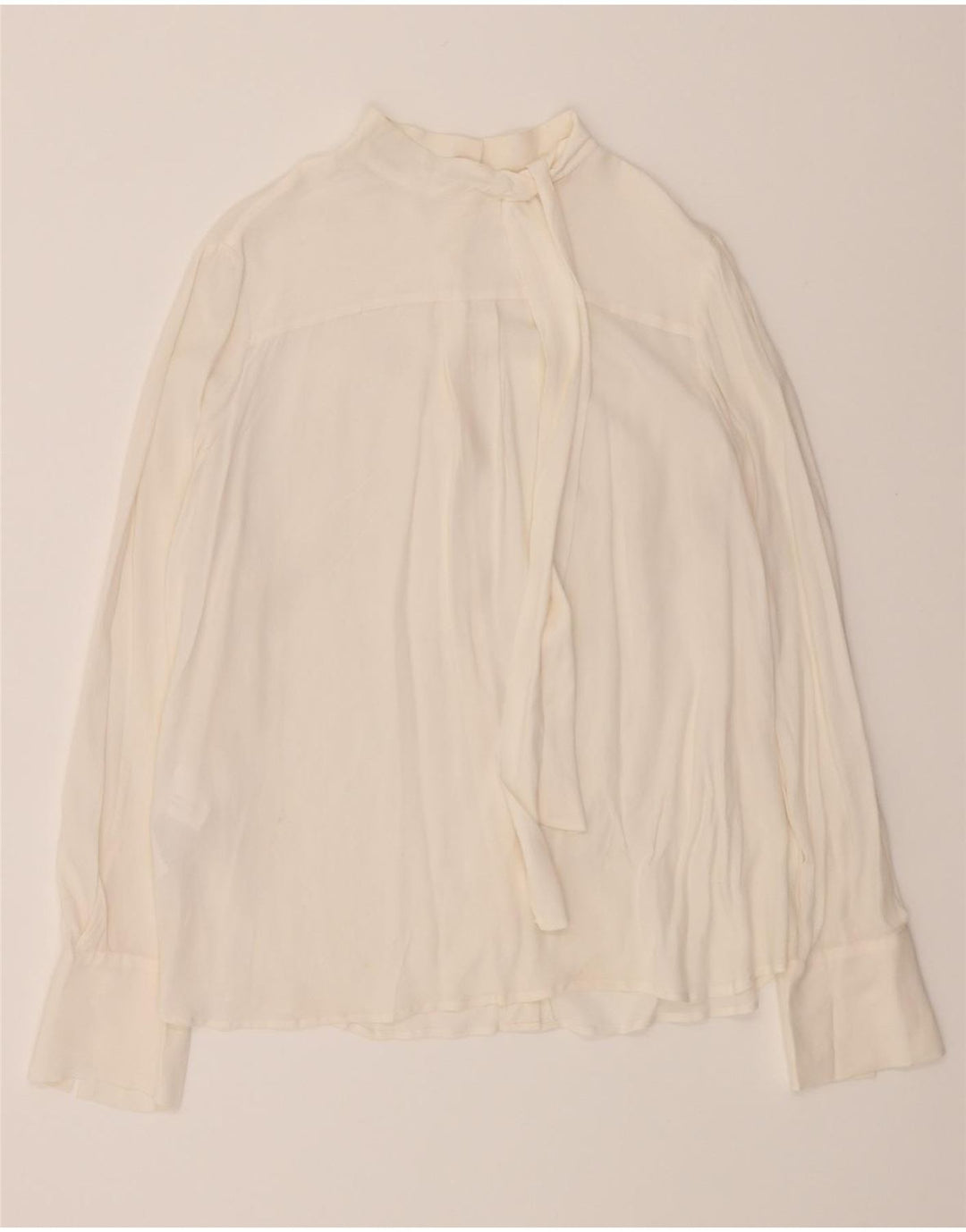 CARACTERE Womens Front Tie Shirt Blouse UK 10 Small  White Acetate