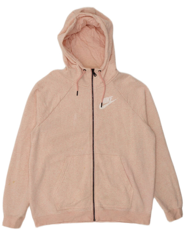 Nike Mens Zip Hoodie Sweater Large Pink Flecked Cotton