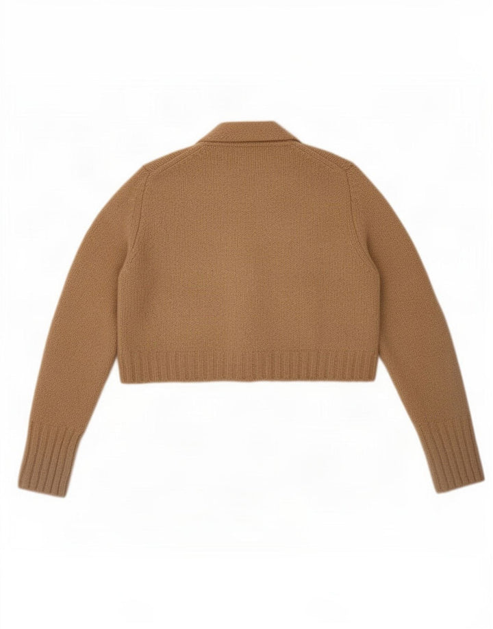 Maglione cardigan corto da donna Zara UK 10 piccolo poliestere beige