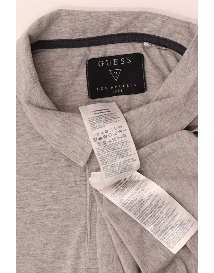 Guess Mens Polo Shirt UK 42 Large Grey Cotton