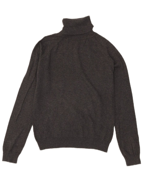 Zara Dame Crop Roll Neck Jumper Sweater UK 12 Medium Grey Bomuld
