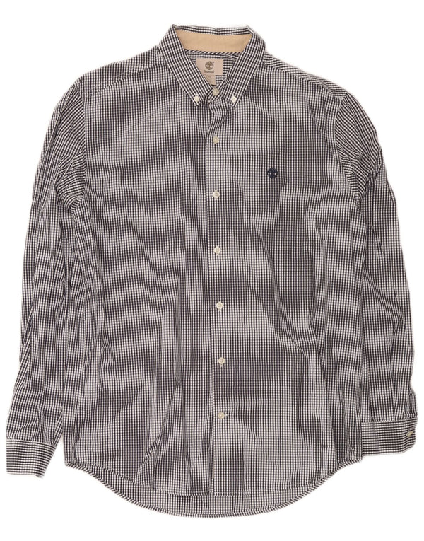 Timberland Chemise Slim Fit pour Homme en Coton Vichy Bleu Marine Large