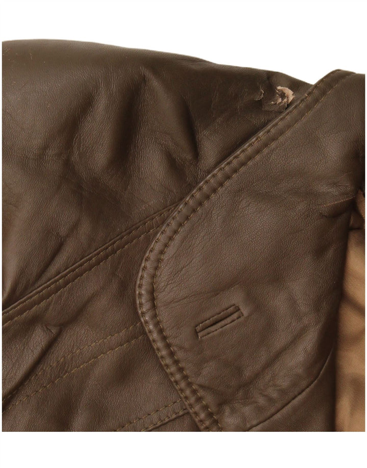 Giacca in pelle vintage da donna UK 16 grande marrone