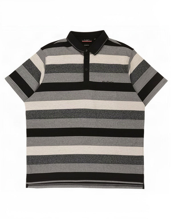 Polo Pierre Cardin da uomo vestibilità regolare 3XL cotone a righe grigie