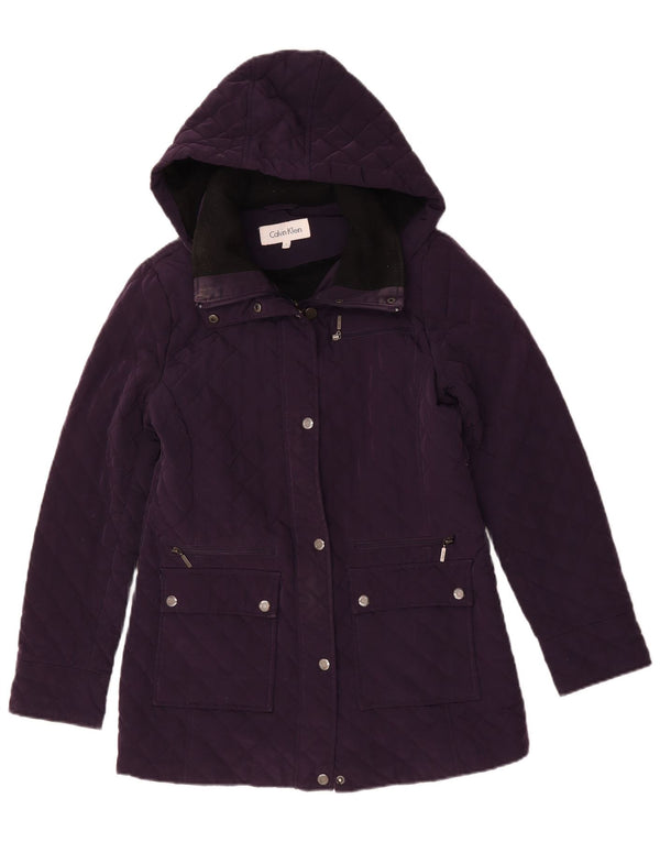 Calvin Klein Chaqueta cortavientos con capucha para mujer UK 10 Small Púrpura