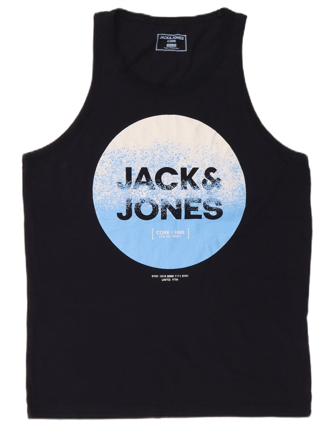 Jack & Jones Mens Slim Fit Graphic Vest Top Large Navy Blue
