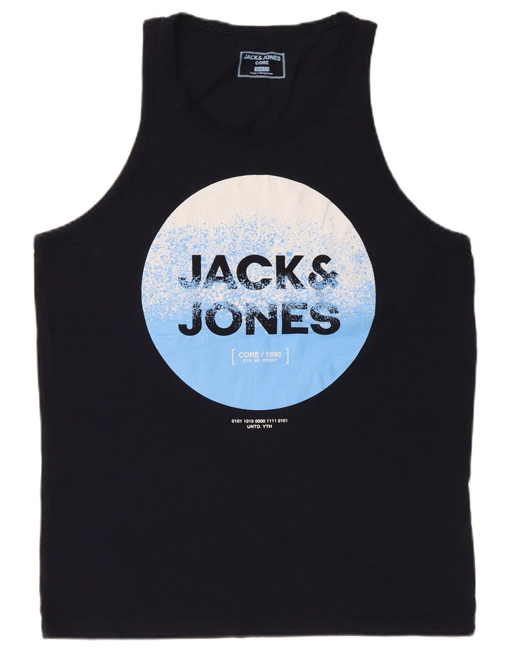 Jack & Jones Mens Slim Fit Graphic Vest Top Large Navy Blue