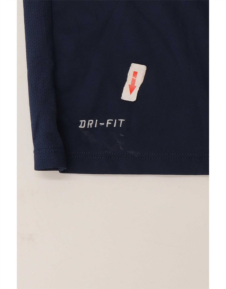 Мужская футболка Nike Dri Fit, маленькая, темно-синяя, полиэстер с цветными блоками
