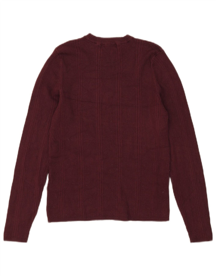 Marks & Spencer Womens Crew Neck Jumper Sweater UK 12 Medium Burgundy