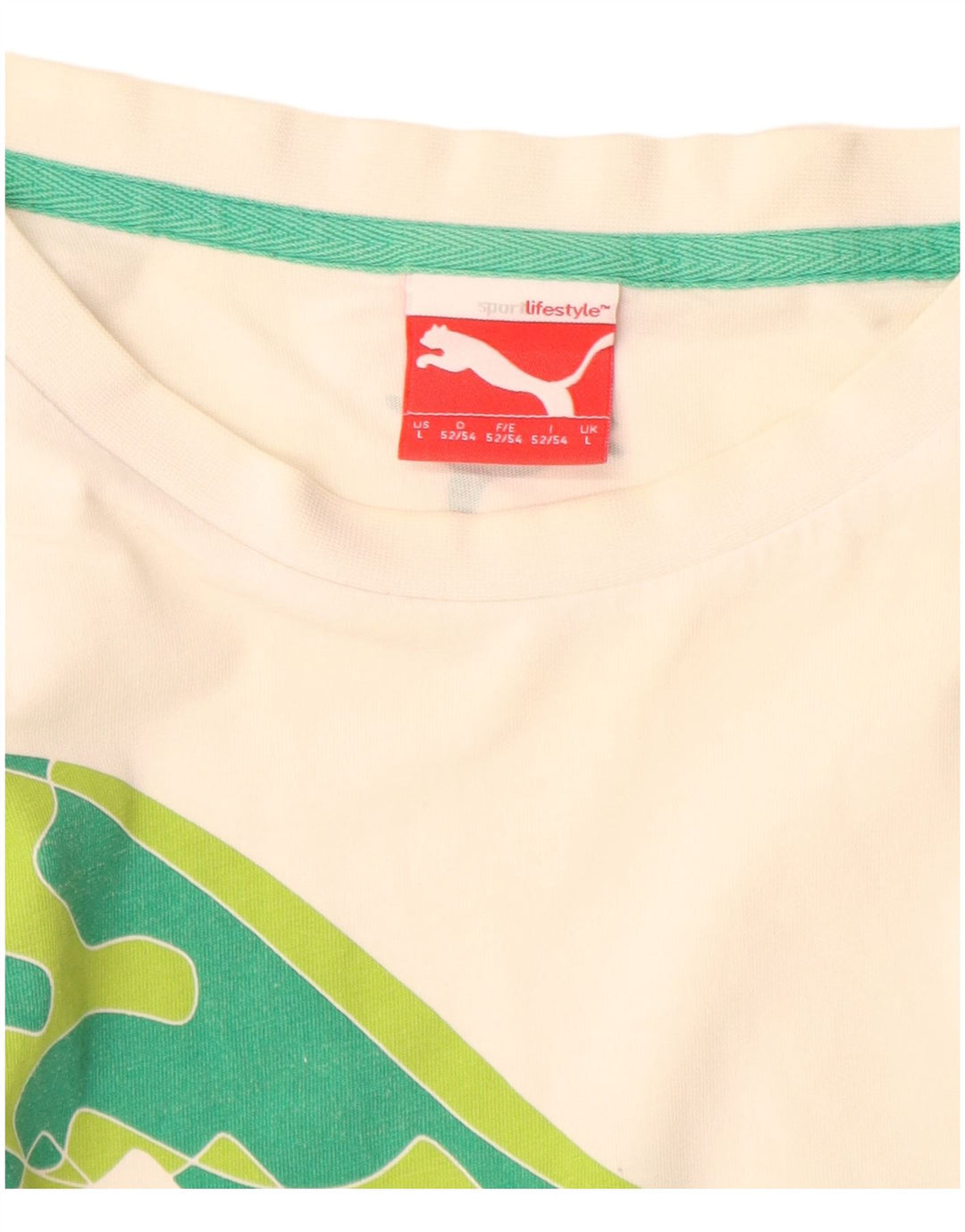 Puma Mens Graphic T-Shirt Top Large White Cotton