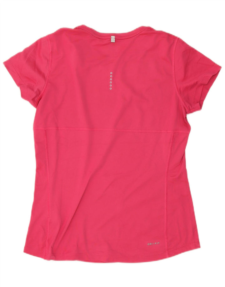 Nike Damen Dri Fit Lauf-T-Shirt-Oberteil UK 14 Mittelrosa Polyester