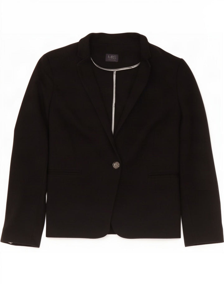 Jaqueta blazer feminina Marks & Spencer com 1 botão Reino Unido 16 grande algodão preto