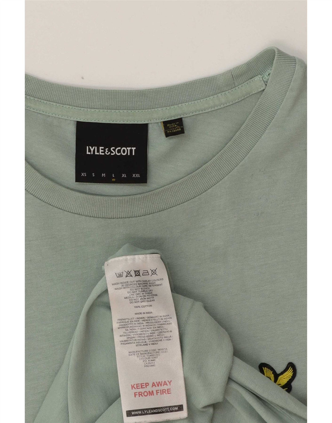 Lyle & Scott Mens T-Shirt Top Large Green Cotton