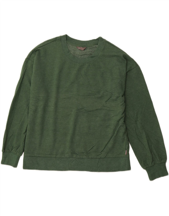 EDDIE BAUER Damen Sweatshirt Pullover UK 14 Mittelgrüne Baumwolle