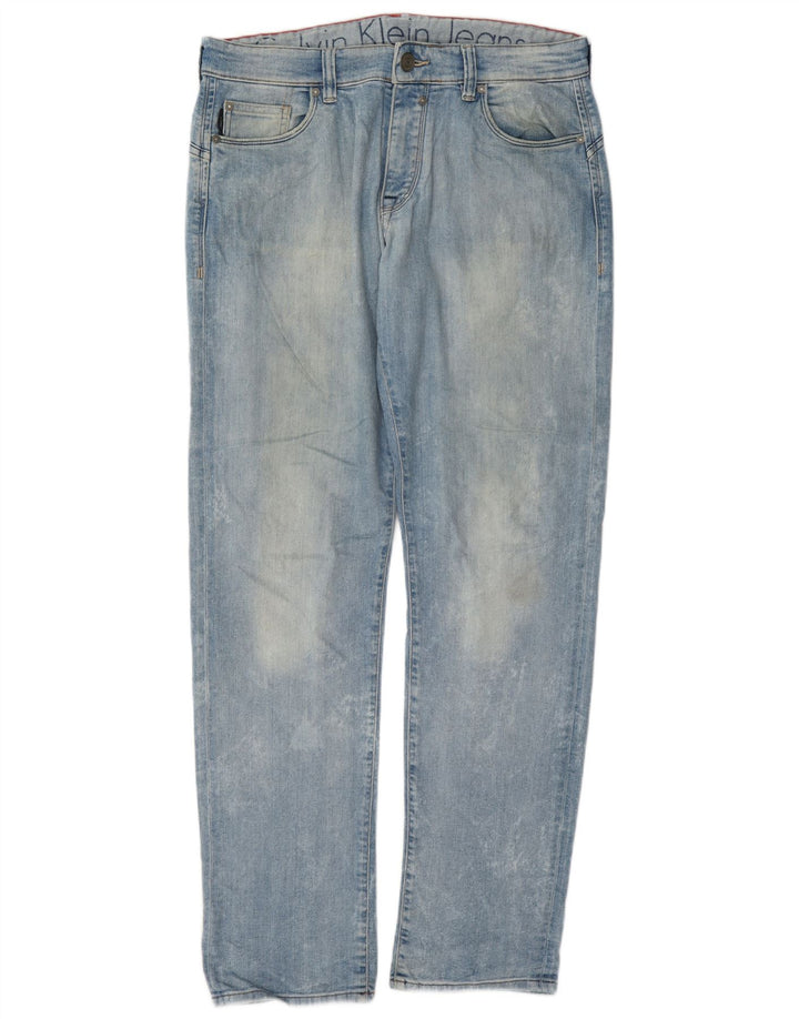 Calvin Klein Mens Straight Jeans W32 L34 Blue Cotton