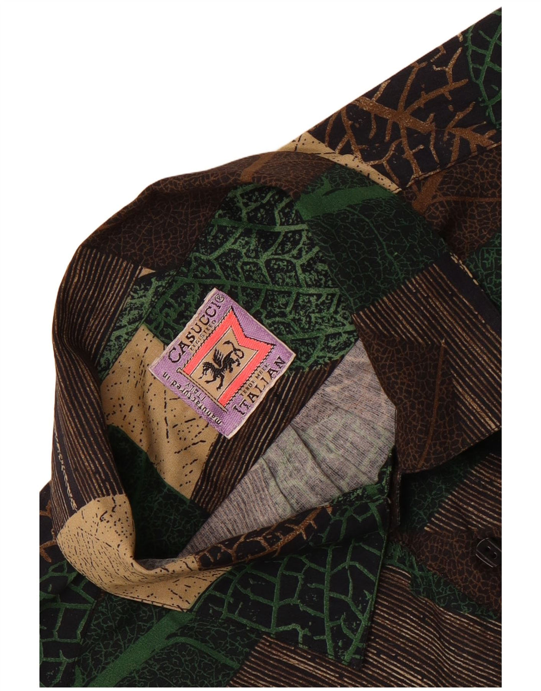 Casucci Camicia a maniche corte da uomo grande patchwork marrone