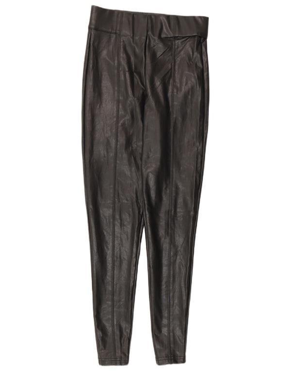 Pantaloni slim in ecopelle da donna Marks & Spencer UK 8 piccoli W26 L28 neri