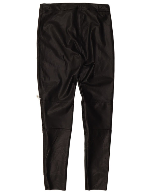 Zara Dame Slim Faux Læder Bukser Medium W28 L27 Sort Polyester