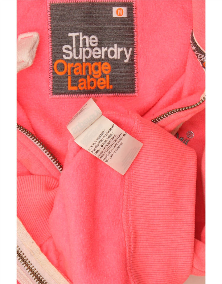 Superdry Womens Zip Hoodie Sweater UK 14 Medium Pink Polyester