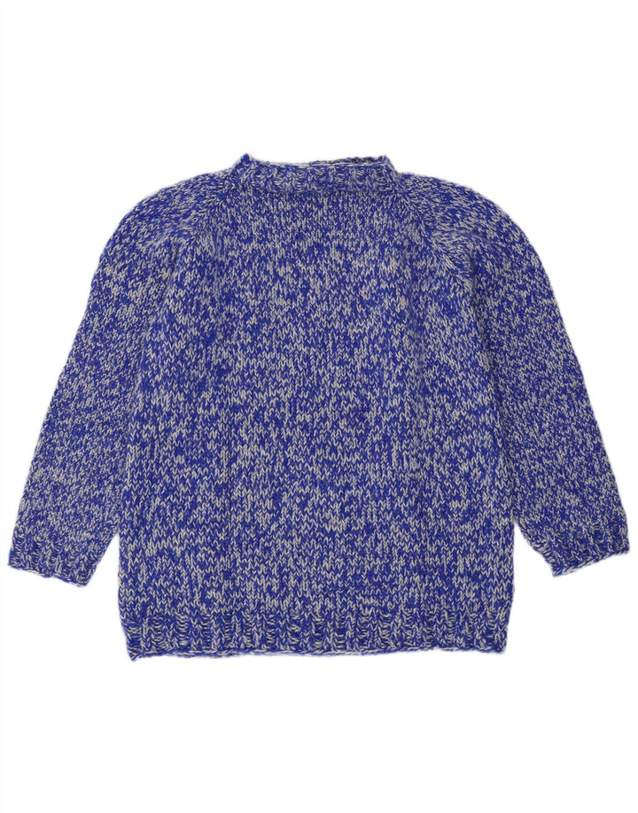 VINTAGE Womens Turtle Neck Jumper Sweater UK 14 Medium Blue Flecked