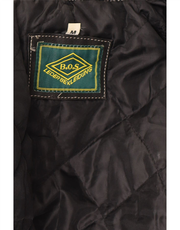 Jachetă de motociclist din piele vintage pentru bărbați UK 38 Medium Black Colorblock Piele