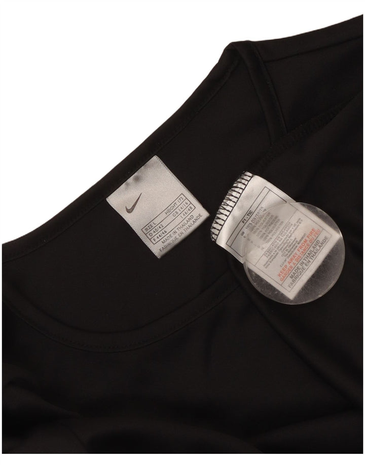Nike Dame Dri Fit Top Langærmet UK 14/16 Large Black Polyester