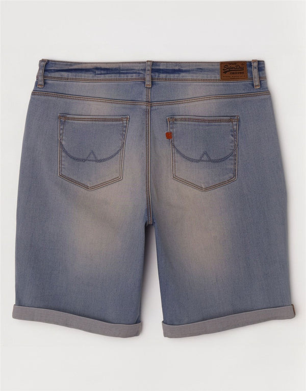 Pantaloncini di jeans skinny da donna Superdry Bermuda W30 cotone blu medio
