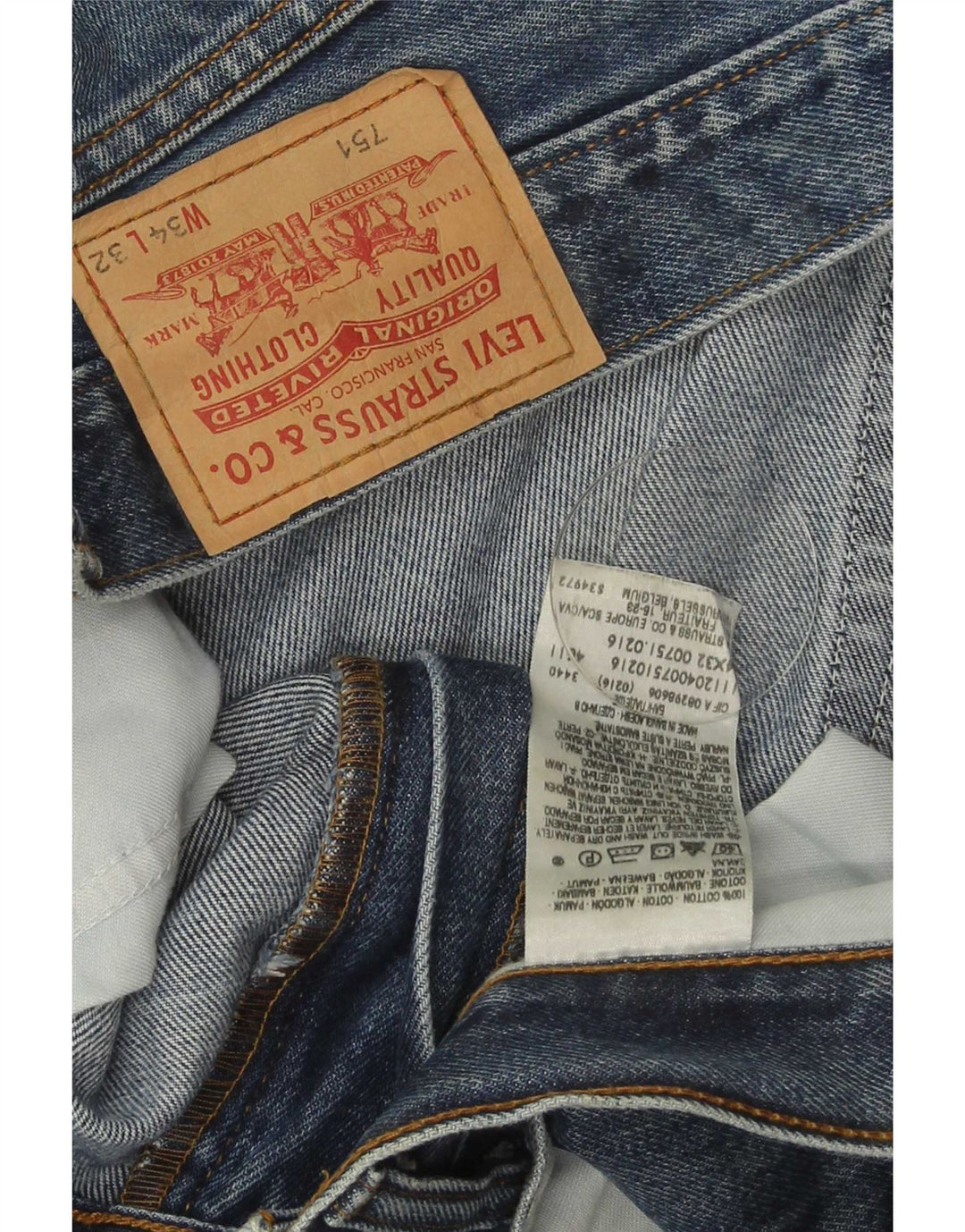 Levi's Uomo 751 Jeans dritti W34 L32 Cotone Blu