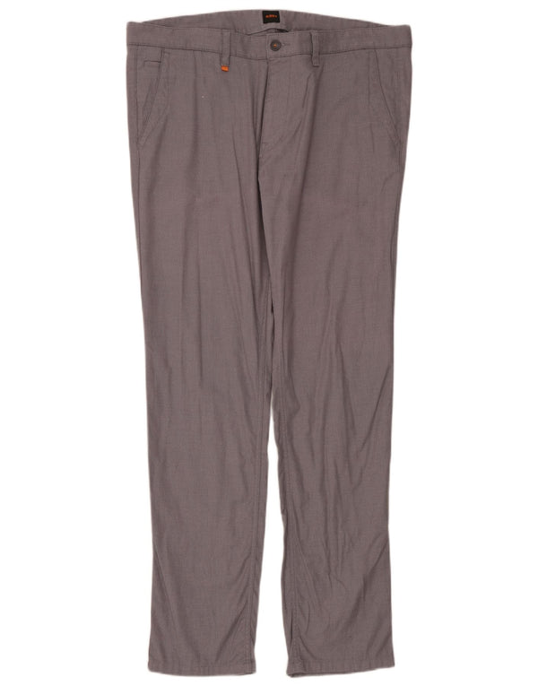 Hugo Boss Mens Slim Chino Trousers W38 L34 Grey Cotton