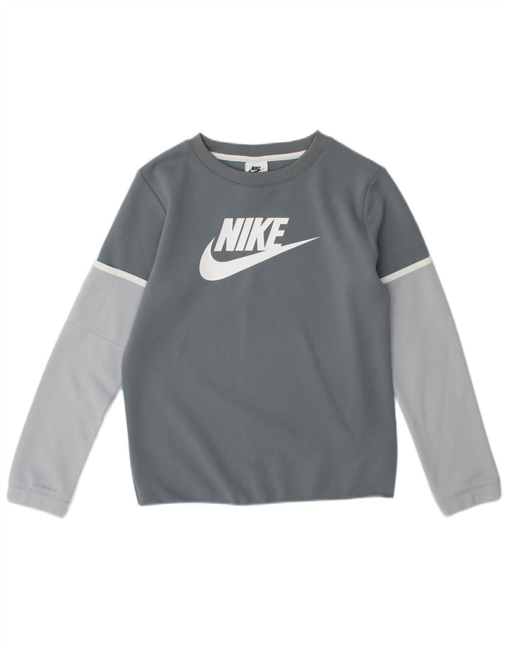 Nike Langarm-Oberteil mit Grafik für Jungen, 10–11 Jahre, Mittelgrau, Farbblock