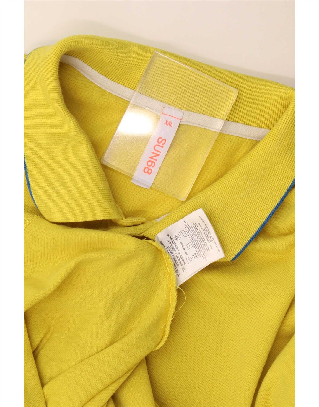 Sun68 Mens Polo Shirt 2XL Yellow Cotton